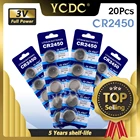 YCDC 20 шт кнопочный аккумулятор CR2450 электронные литиевые батареи для монет 3В KCR2450 5029LC LM2450 часы игрушка пульт дистанционного управления