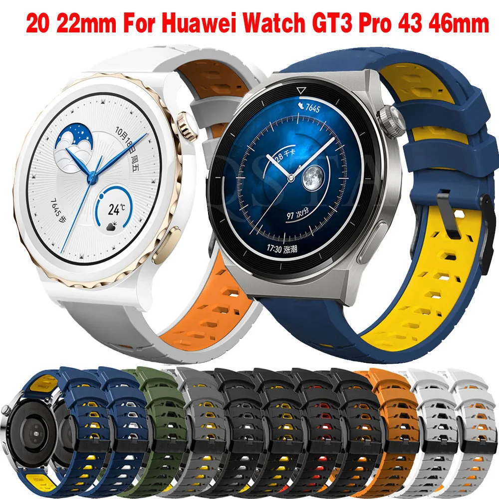 

Ремешок силиконовый для наручных часов HUAWEI Watch GT 3 Pro, спортивный смарт-браслет для часов GT2 Pro 42 мм/GT Runner 46 мм, 20 22 мм