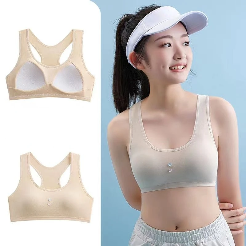 

Maiden Solid Training Bras Cotton Teen Girls Seamless Bra Student Sports Vest 7+y Children Clothes Underwear for Developing Kids