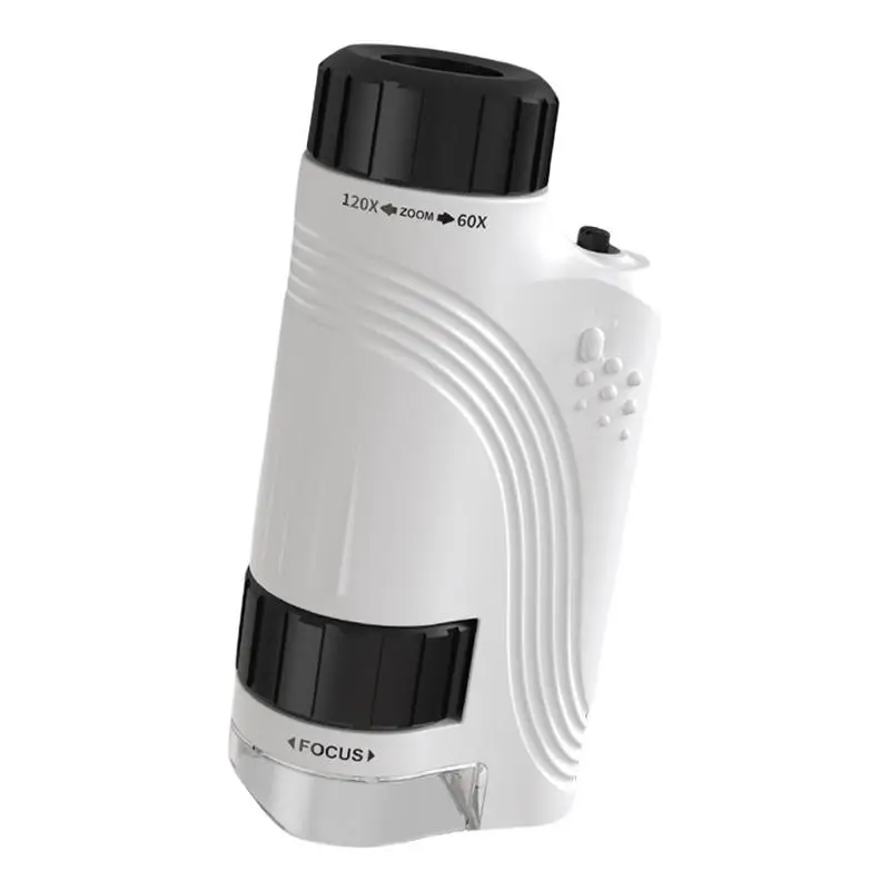 Детский портативный микроскоп детский карманный 60x-120x со светодиодной