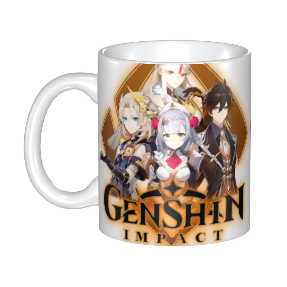 

Genshin Impact Geo Characters Coffee Mug DIY Customized Anime Game Ceramic Milk Tea Mug Outdoor Work Camping Cups And Mugs