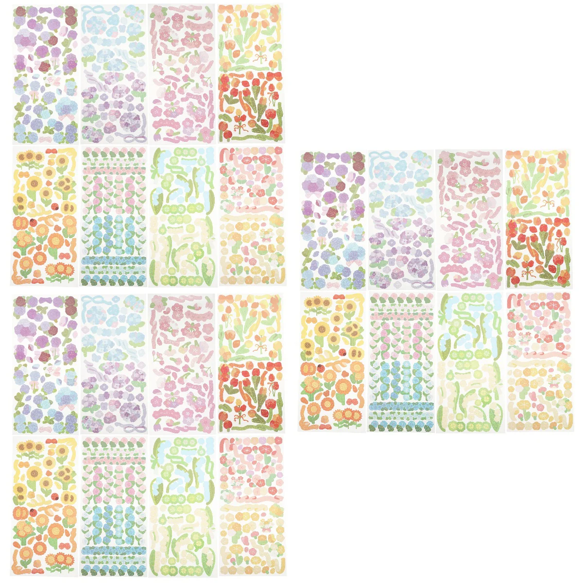 

24 Sheets Colorful Flower Stickers Self-Adhesive Stickers Scrapbooking Stickers