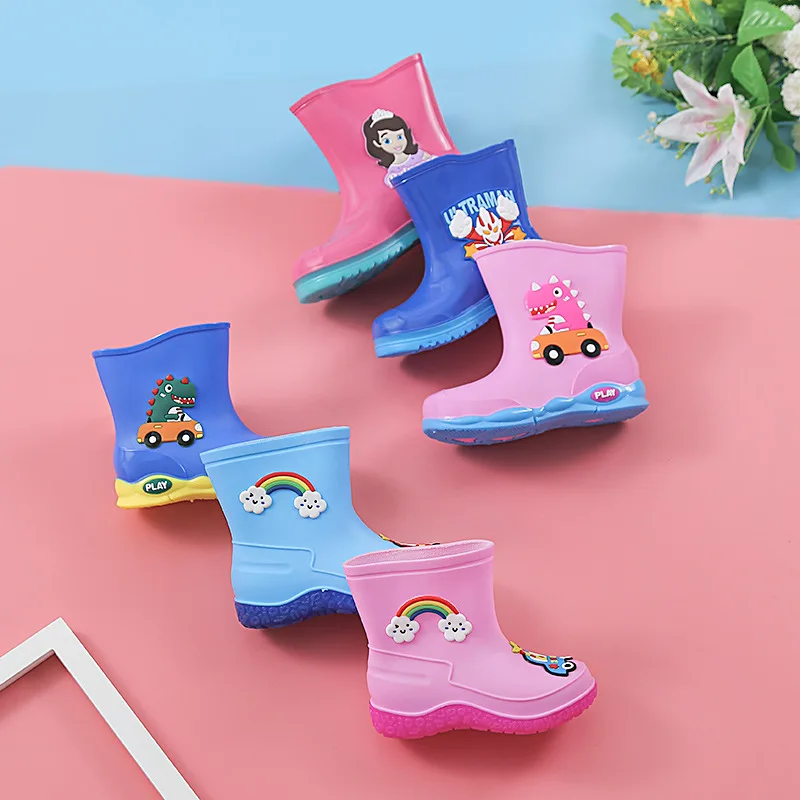 

Детские непромокаемые ботинки для мальчиков и девочек, Нескользящие непромокаемые ботинки, детская водонепроницаемая обувь для учеников н...