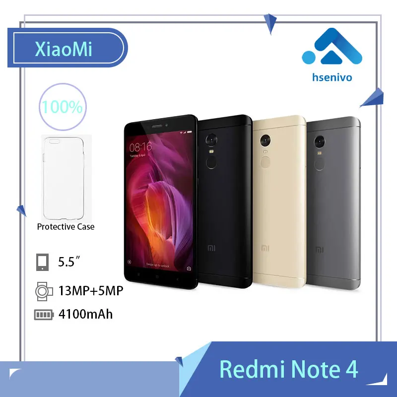 

5.5INCH Xiaomi Redmi Note 4 Smartphones Octa Core Global Version 3G RAM 64G ROM Android 13MP Mobile Phones Unlocked Celulares