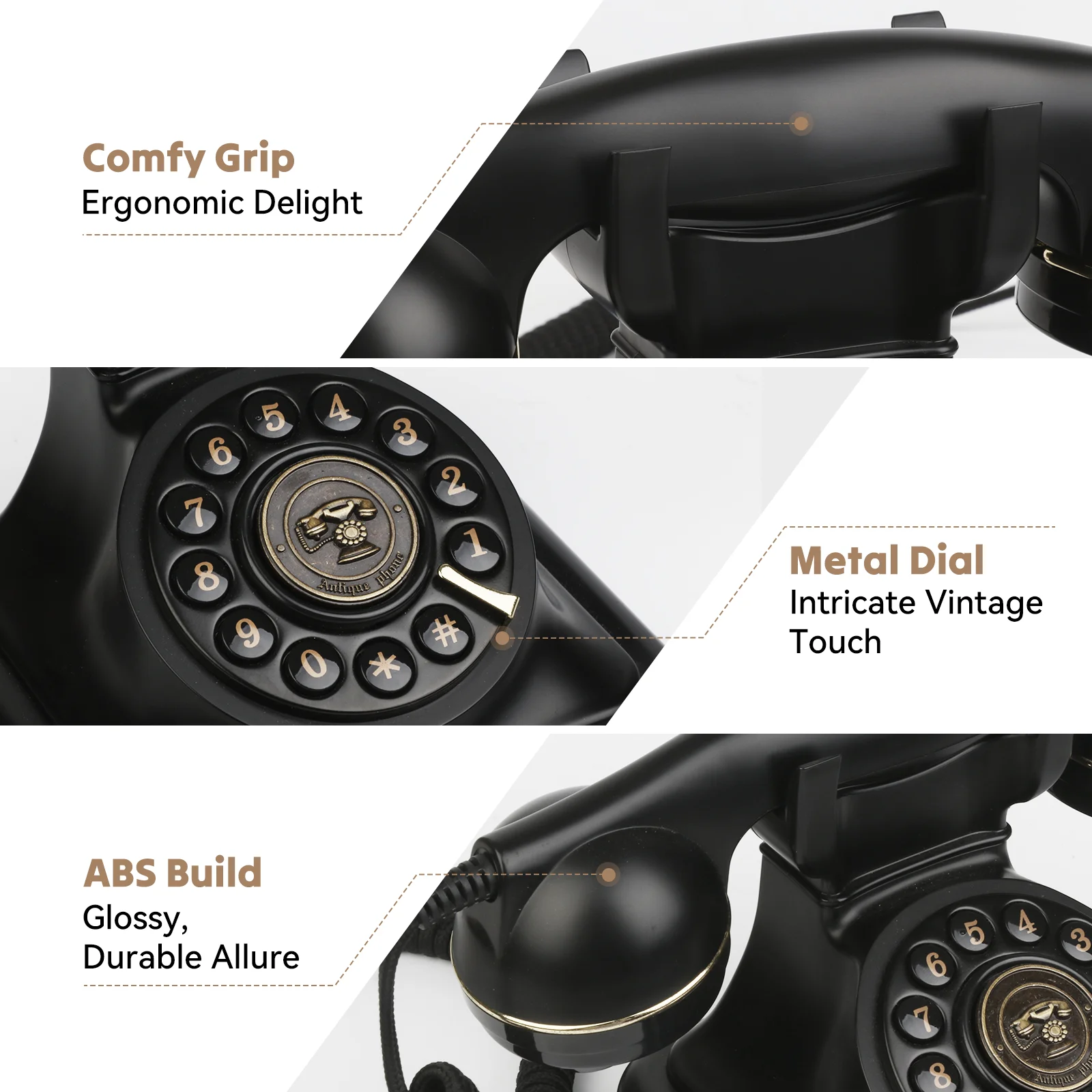 Стационарный телефон в стиле ретро с управлением звонком повторным набором