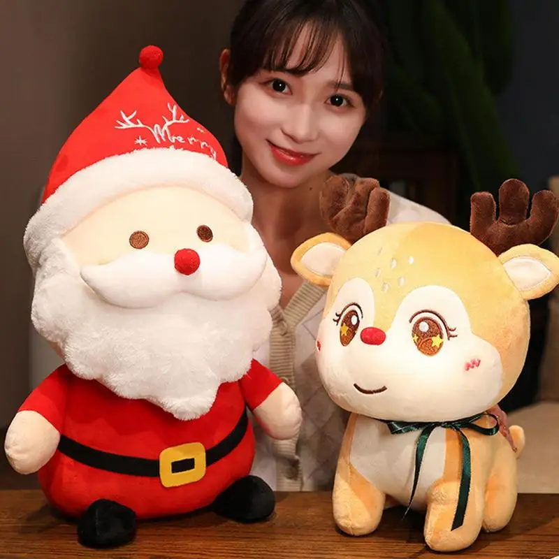 

Детские плюшевые игрушки, подушка, Санта-Клаус и лось, снеговик, набивные игрушки-животные, куклы на день рождения, рождественские подарки д...