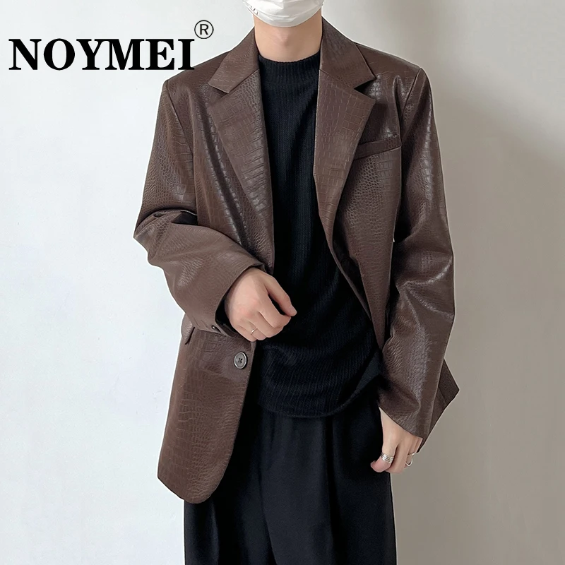 

Модная верхняя одежда NOYMEI, повседневное пальто из искусственной кожи, нишевое однобортное пальто, новинка весны 2023, Модный корейский костюм...