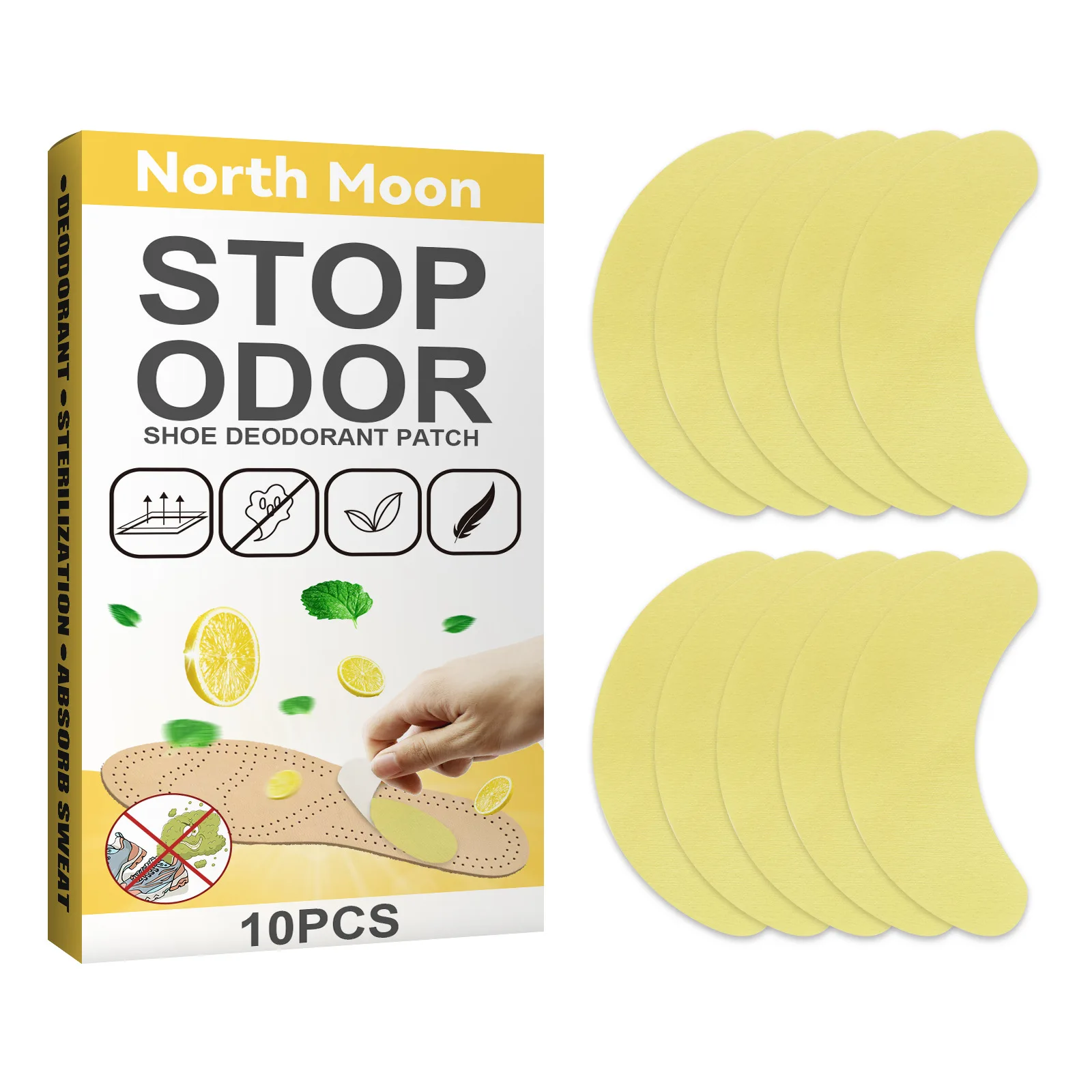 10pcs Shoes Odor Remover Deodorant Patch Lemon Athlete's Foot Soothing Insole Stickers Antibacterial Antiperspirant Foot Care images - 6
