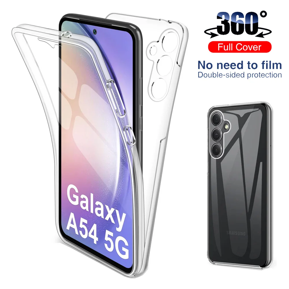 360 двухсторонний противоударный чехол для Samsung Galaxy A54 5G Clear PC + TPU полное покрытие защитный чехол Samsung A34 A14 A04 A04S 360 двухсторонний противоударный чехол для Samsung Galaxy A54 5G Clear PC + TPU полное покрытие защитный чехол Samsung A34 A14 A04 A04S