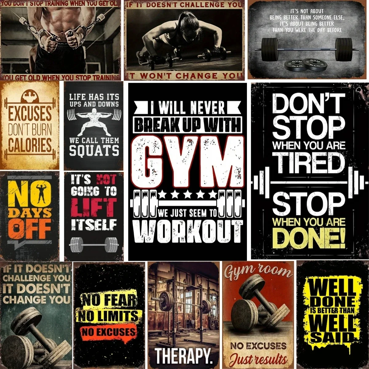 Винтажный постер из металлического сплава для фитнес-центру вдохновляющий