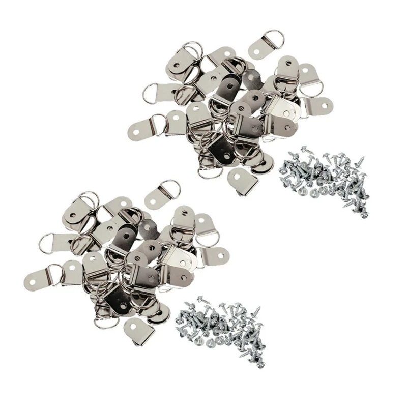 

100 Pcs Medium D-Ring Picture Frame Strap Hangers With Screws
