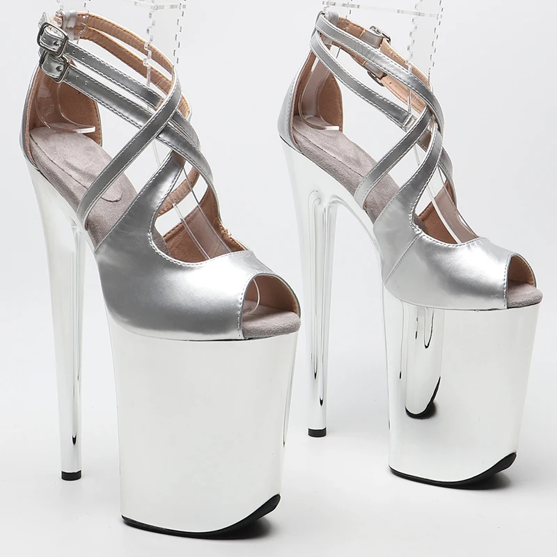 

Сандалии Leecabe из лакированной искусственной кожи, пикантные туфли на высоком каблуке, с открытым носком, для танцев на шесте, 23 см/9 дюймов