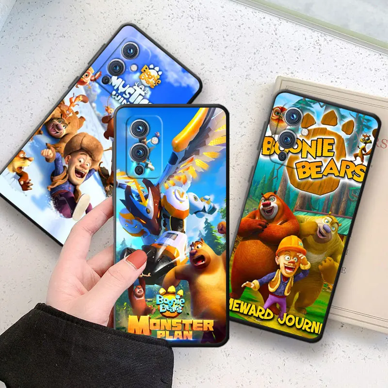 

Cartoon Boonie Bears Phone Case For OnePlus 10 9 RT R 8 7 6 T Pro 5G Nord 2 N10 N100 CE CE2 N20 N200 Black Cover