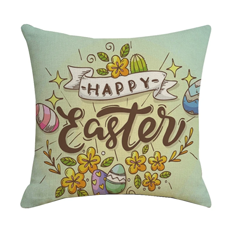 

Чехол для подушки Happy Easter, чехол для подушки для фермерского дома, украшение для дивана, гостиной, Пасхальная льняная подушка, чехол для авто...