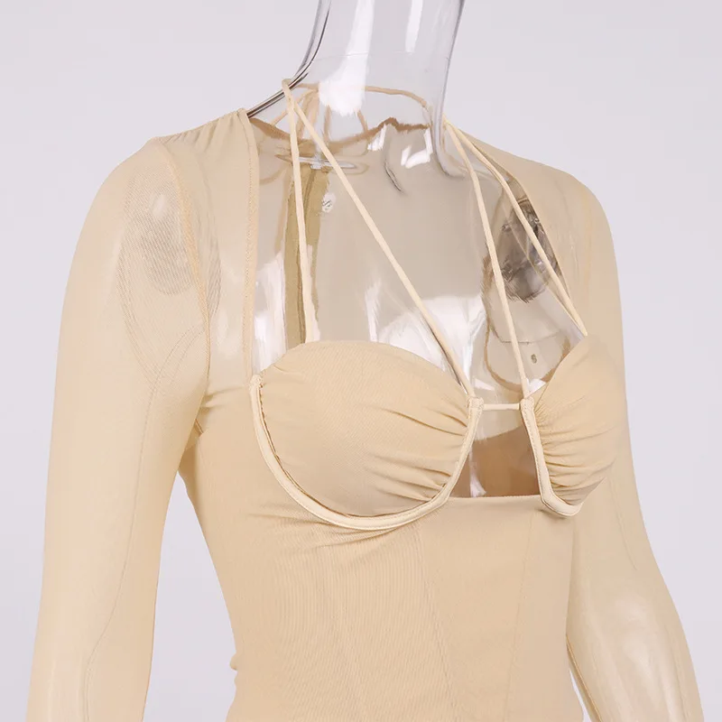 

Уличная облегающая привлекательная Сетчатая футболка с открытыми плечами и квадратным вырезом, Прозрачная Футболка для пупка, топы, женские топы, летние топы с длинными рукавами