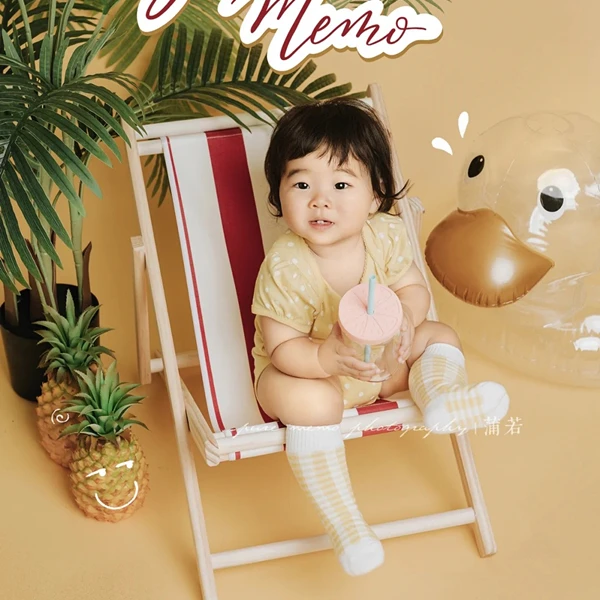 Dvotinst Newborn Photography Props Baby Mini Leisure Wooden Beach Chair Posing Fotografia Accessorio Studio Shoot Photo Props