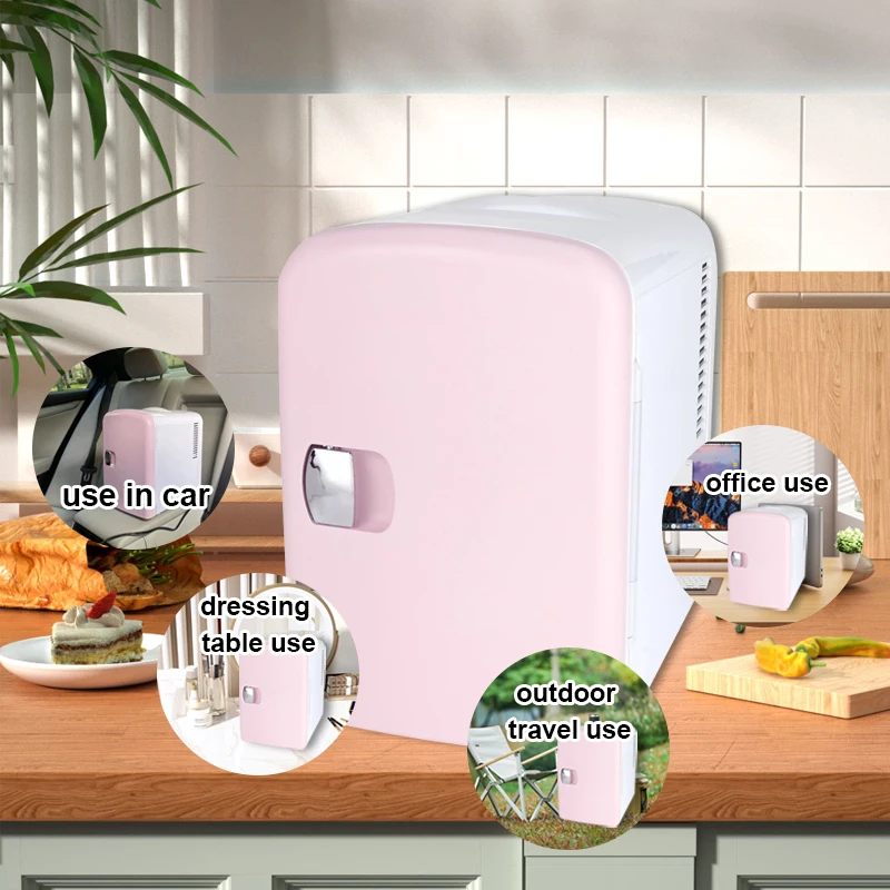 

Mini Fridge Small Space Cooler Pink Portable Refrigerator Suitable for Car, Outdoor refrigerador pequeño para cuarto