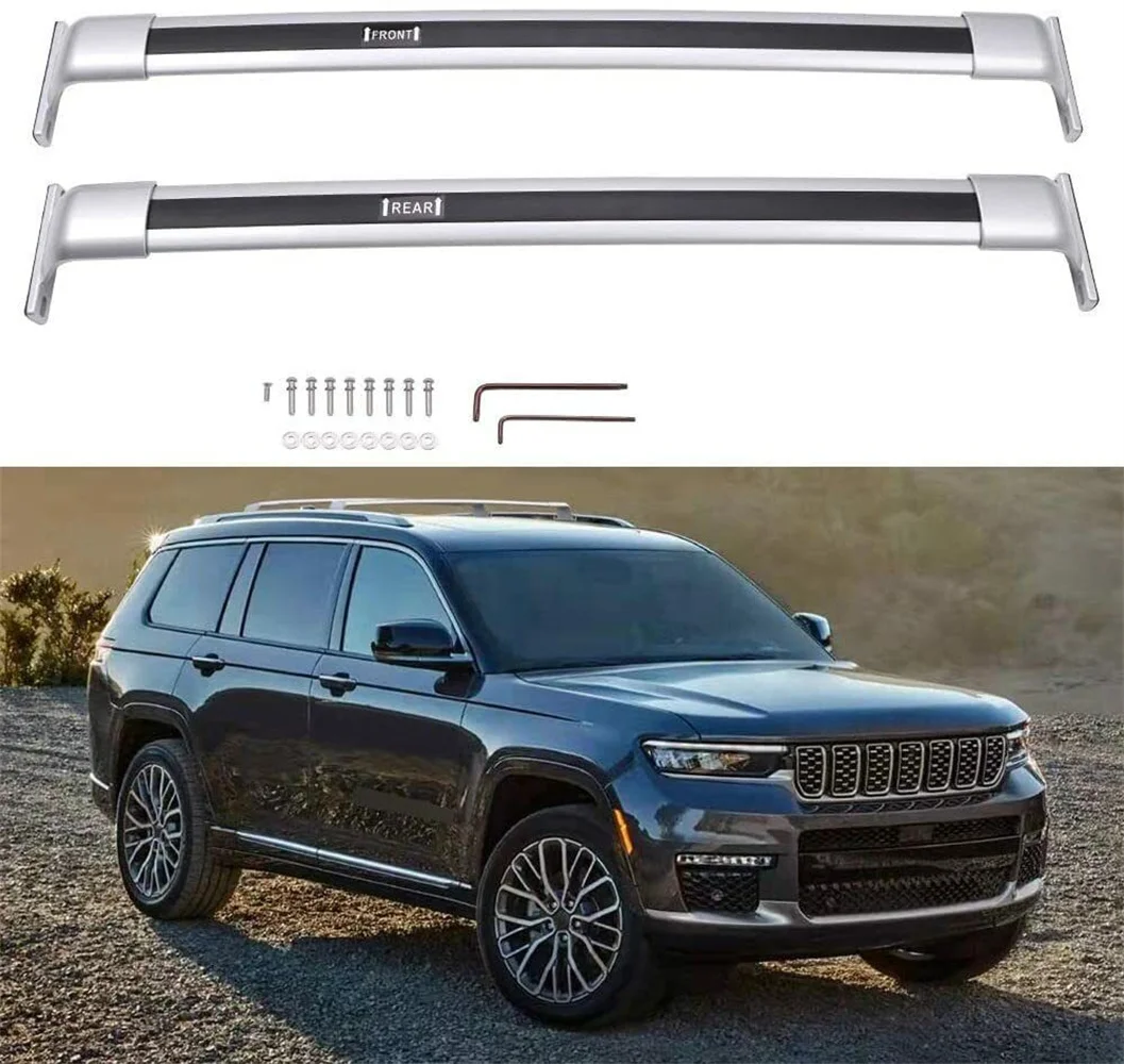 

2Pcs Fits for Jeep Grand Cherokee L 2021-2023 Roof Rail Rack Cross Bars Crossbars