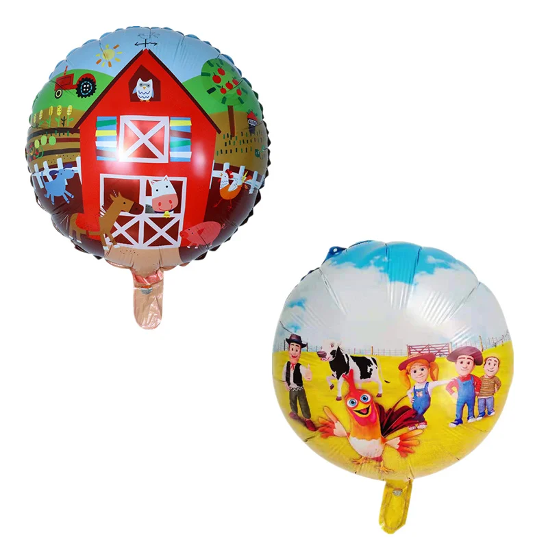 

50PCS 18inch Round Farm Balloons Wooden House Farm Animal Helium Ballons Farm Theme Baby Birthday Party Supplies Decor Globos
