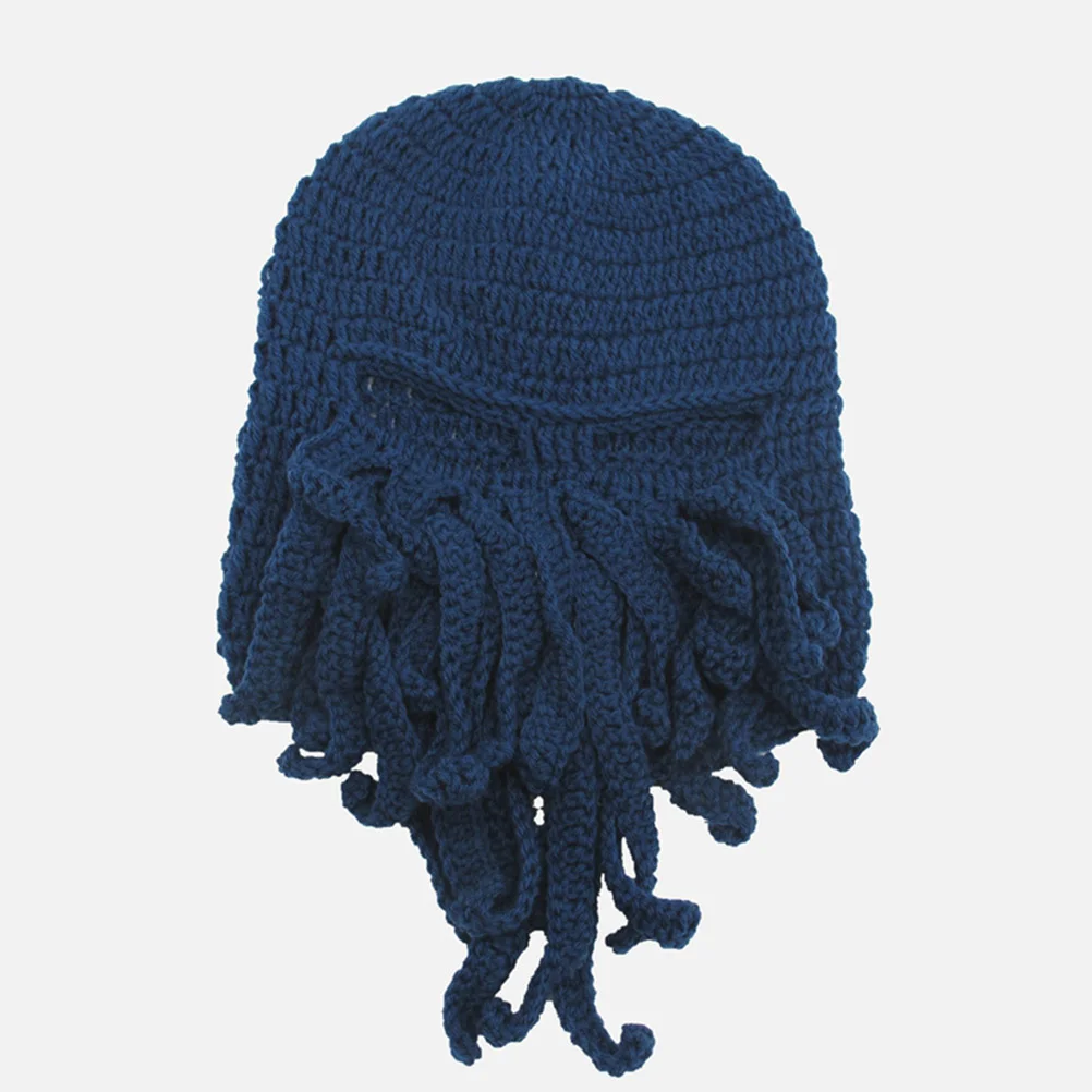 Peculiar Handmade Funny Octopus Hat Squid Knitted Mask Crochet Gift for Stage Performance (Blue Circumference 585cm)