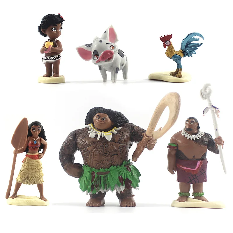 6 шт./компл. Disney Moana аниме игрушки Maui Gramma Tala Tui Tam информацион Heihei kogut Pua Pig Hawk GK модель