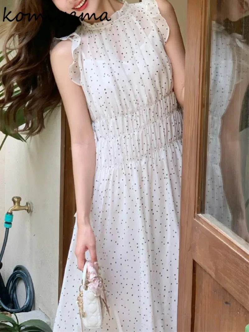 Женское платье в горошек Элегантное летнее платье-трапеция японском стиле с