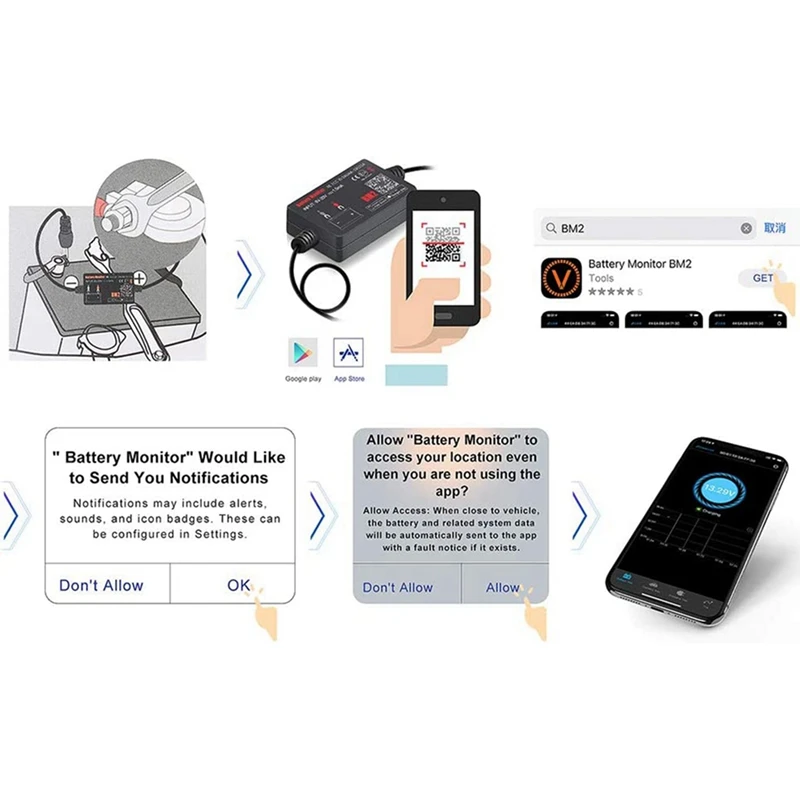 2X Bluetooth BM2 12 В монитор батареи анализатор автомобильного аккумулятора тест