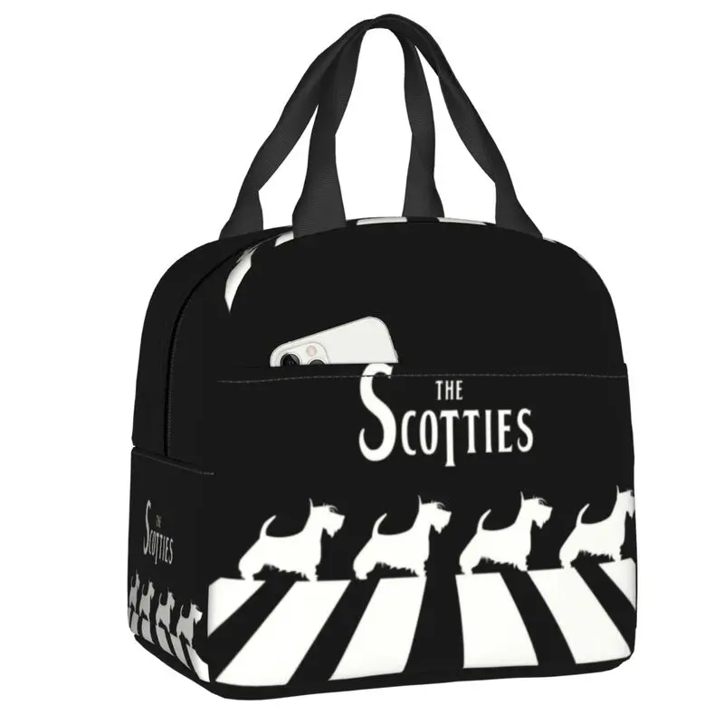 

The Scotties Insulated Lunch Bags for School Office Scottish Terrier Dog Waterproof Thermal Cooler Lunch Box Women Kids