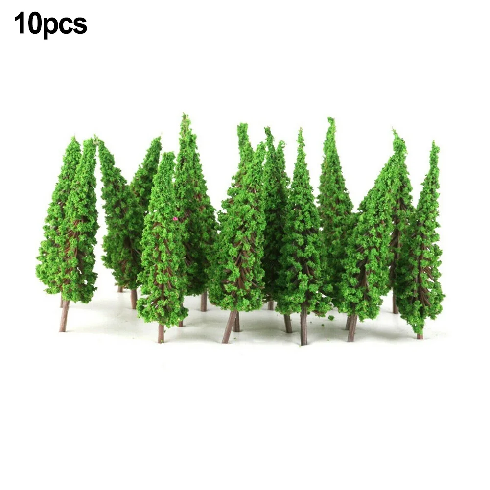 

10Pcs Pine Trees 1:25 Model Train Railway Building Model Tree 3 Different Greens For OO Scale Railroad Layout Diorama Wargame