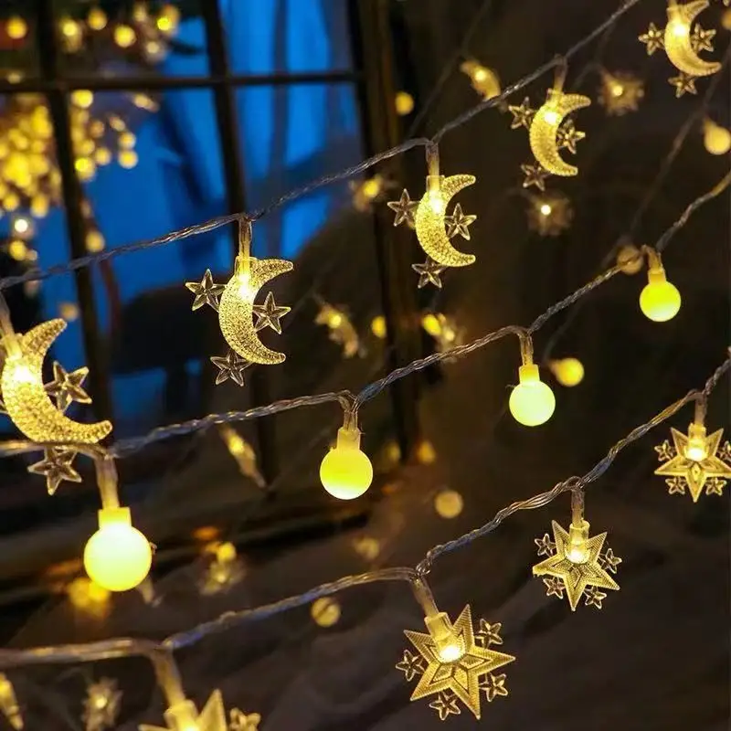 

Hanging Pendant Ramadan Star-moon Lights String Star-moon Lights String Battery Box Ramadan Eid Al-Fitr Christmas Decorative LED