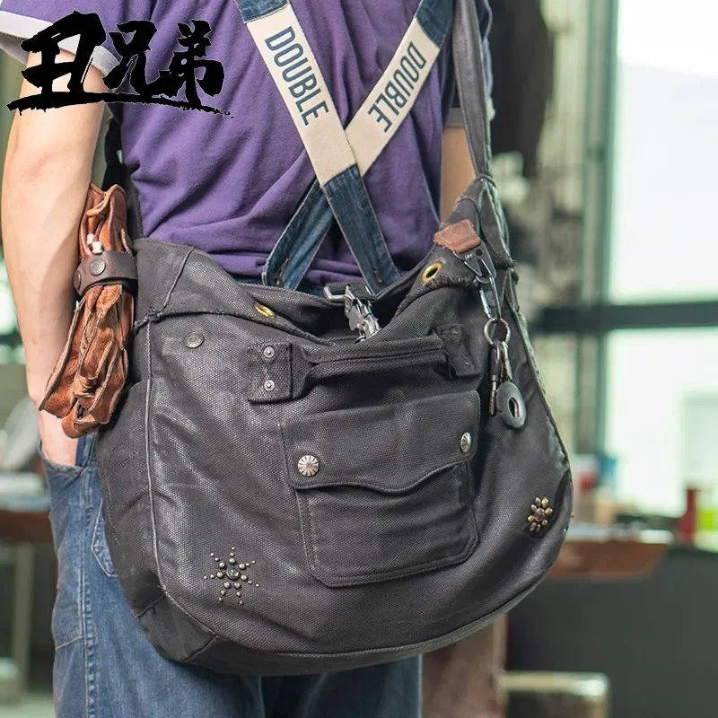 Сумка через плечо для езды на мотоцикле масляная вощеная износостойкая холщовая