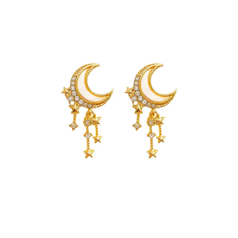 European and American New Irregular Star Moon Earrings Exquisite Fashion Personality Simple Zircon Temperament Women Earrings