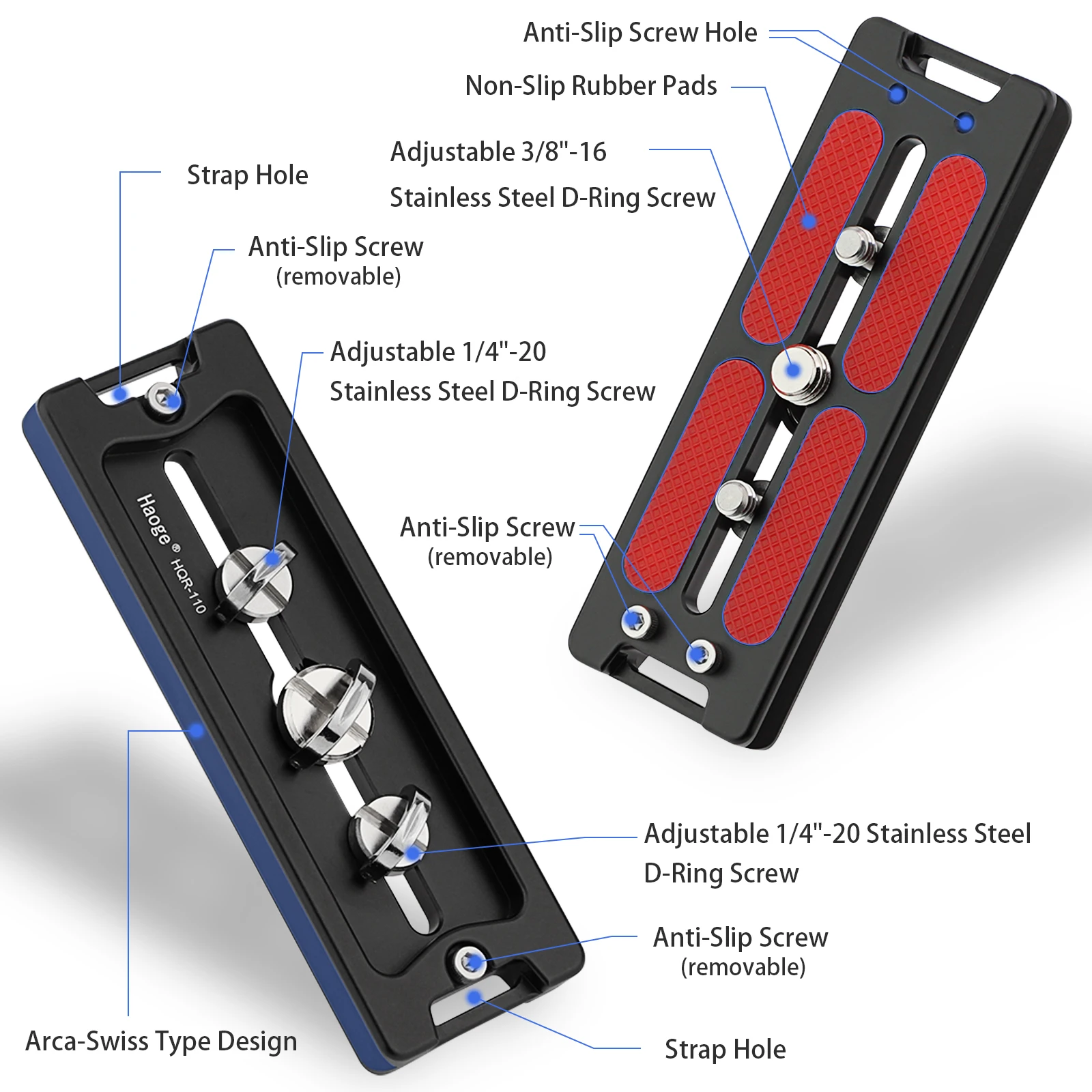 Haoge HQR-110 Штатив Arca Plates 110 мм Универсальная быстросъемная пластина Swiss для штатива с