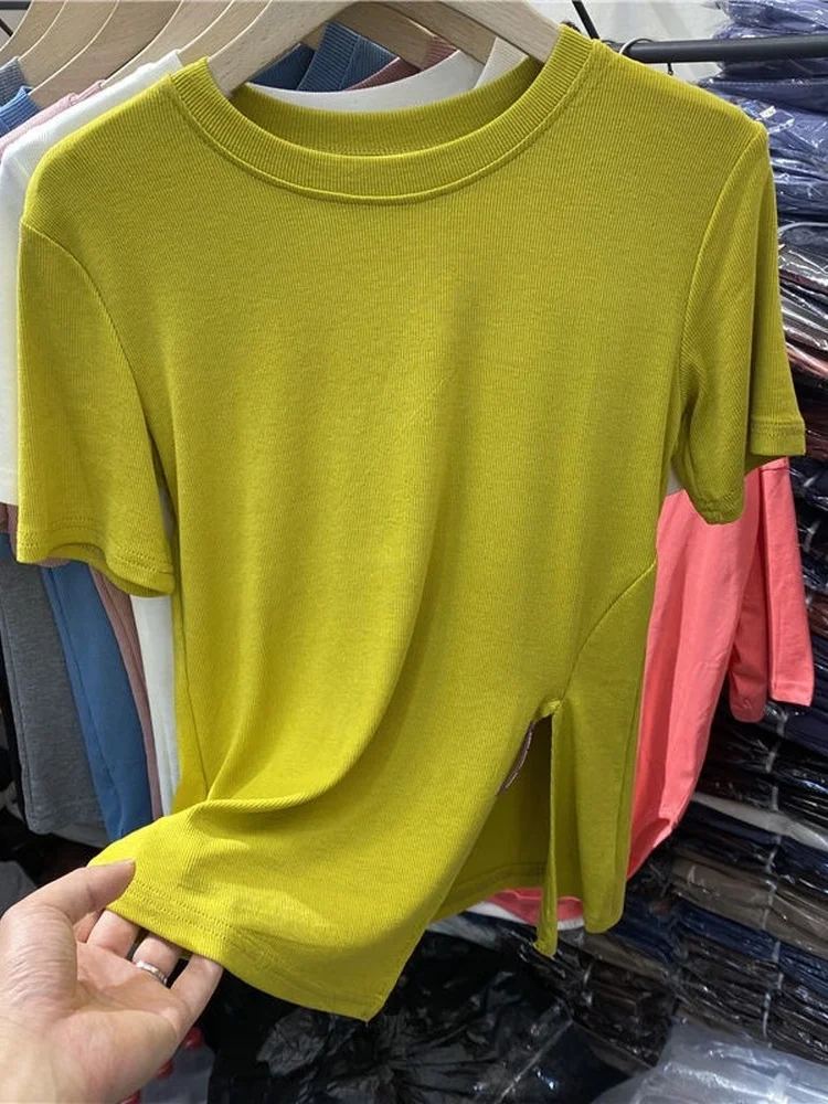 

Summer Women T Shirt Girls T-Shirt Woman Clothes Tops Cotton Slim Tshirt Female Short Sleeve Crop Top Spring Tee Sexy Skinny Y2k