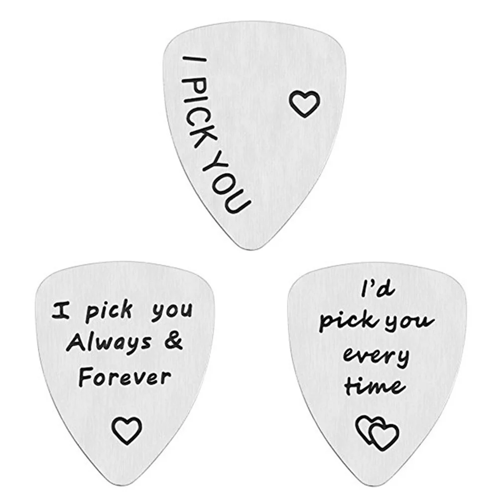 

3pcs Creative Letter Guitar Pick Stainless Steel Guitar Pick Father Day Guitar Plectrum Gift Musical Instrument Accessories for