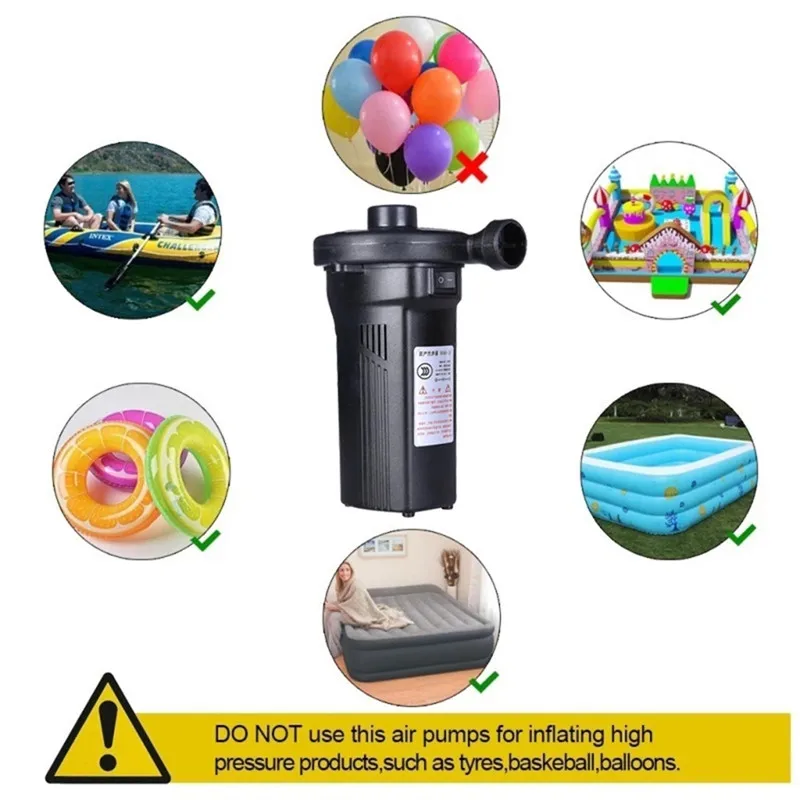 Electric Air Pump Inflator 12V Air Compressor 220V Battery Rechargeable Portable For PVC Boat Mattress Inflatable Pool Raft Bed