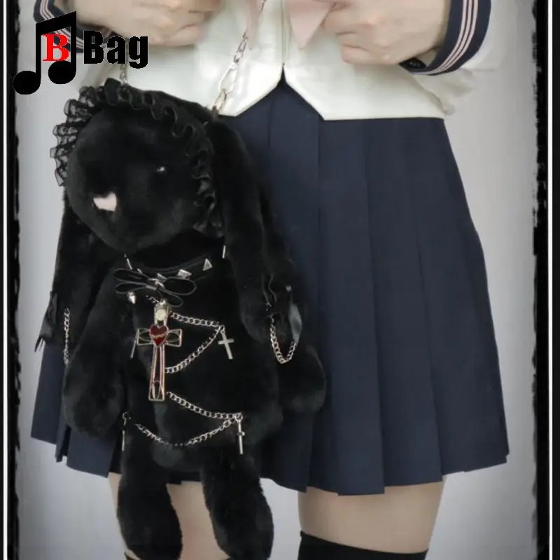 Y2K готические женские сумки для девушек в стиле Панк Harajuku на одно плечо ChainLittle Rabbit