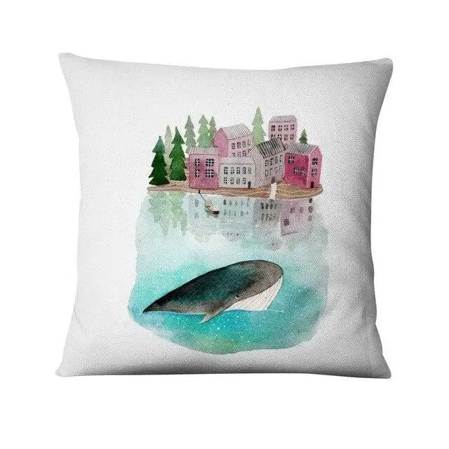 Искусственное украшение наволочка с рисунком Кита Декор для дома диван подушка |