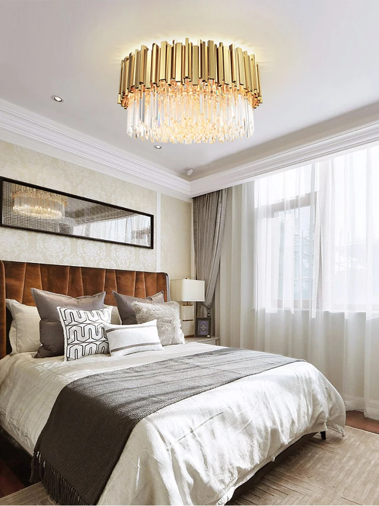 

Luxury Gold Classic Crystal Pendant Light Room Decor Dimmable LED Lustre Hanging Lamp Home Decor Appliance Hotel Restaurant