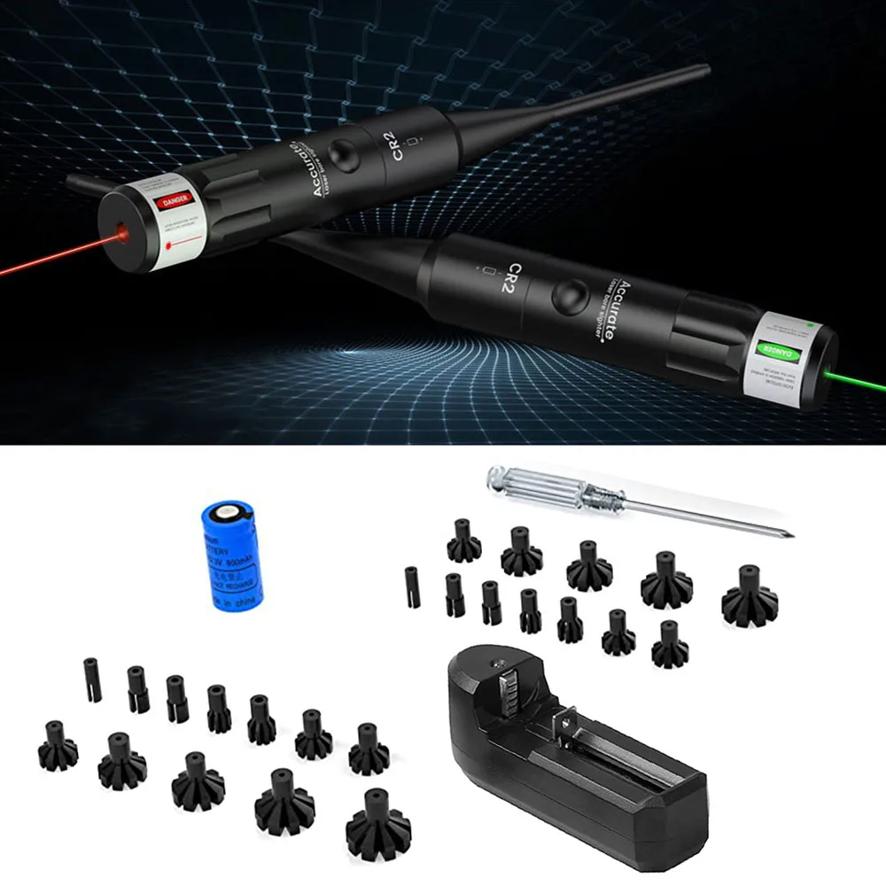 Красная Зеленая лазерная указка комплект с 24 адаптерами калибр от 17 до 78