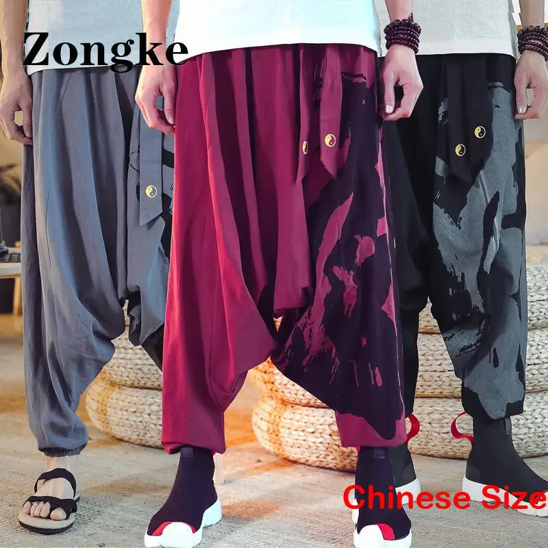 

Zongke штаны в китайском стиле с принтом, Мужская одежда, спортивные штаны для мужчин, брюки, уличная одежда 5XL, осень 2022, Новое поступление