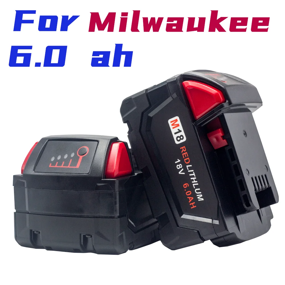 

100% New Original 18V 6000mAh Replacemet Lithium ion 6.0Ah Battery for Milwaukee Xc M18 M18B Cordless Tools Batteries + Charger