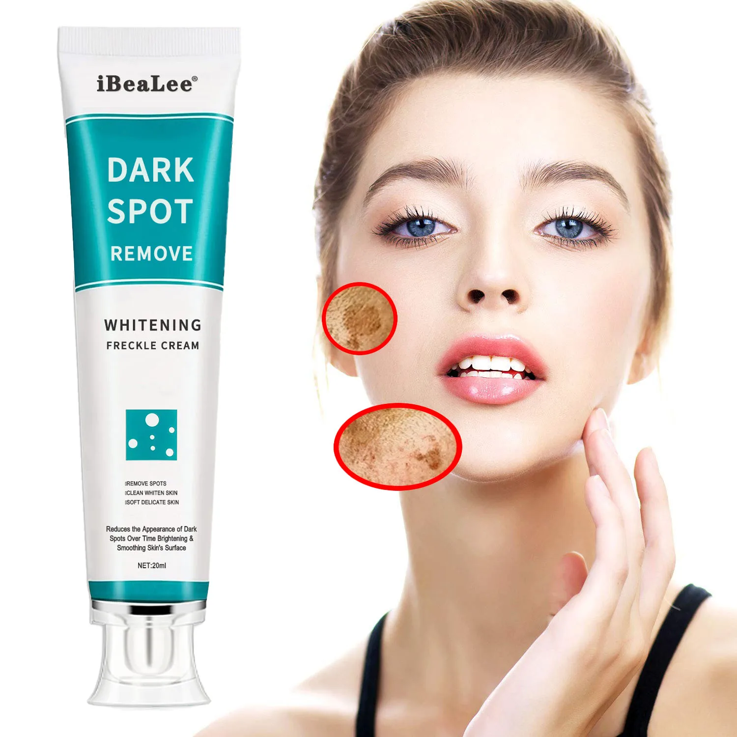 

iBeaLee Whitening Cream Dark Spots Remove Melasma Cream Acne Improve Freckle Cream Fade Scars Pigmentation Brighten Skin 20g