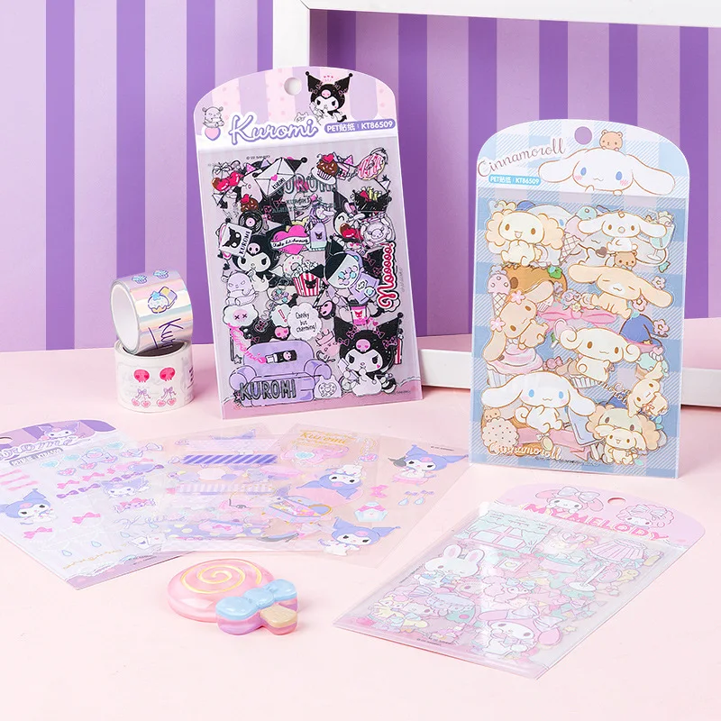 

Sanrio My Melody Cinnamoroll Kuromi Decoration Stickers Planner Scrapbooking Stationery Diary Stickers Colorful Kid Gift Cartoon