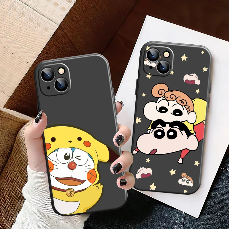 

Crayon Shin-chan Comic Phone Case For iPhone 11 12 13 Pro MAX 6 6S 7 8 Plus X XS XR Mini SE 2020 Silicone Cover Soft Black