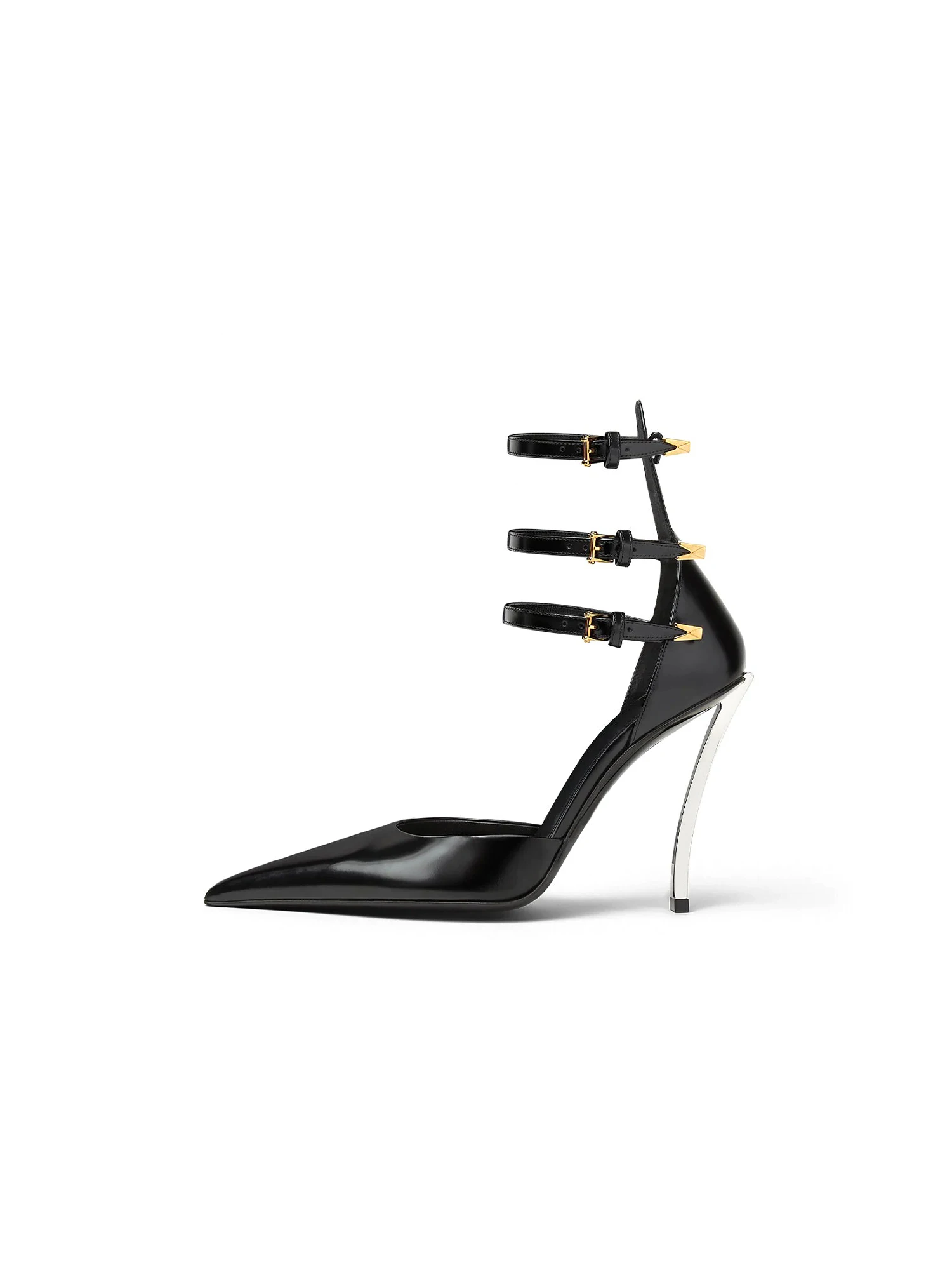 

Baotou Sandals Women's European American Style Leather Metal Heel Buckle Pointed Shallow Thin High Heel Roman Shoes For Women