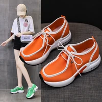 autumn women casual sneakers shoes woman flats ladies canvas lace up comfortable patchwork thick bottom platform shoes zapatos