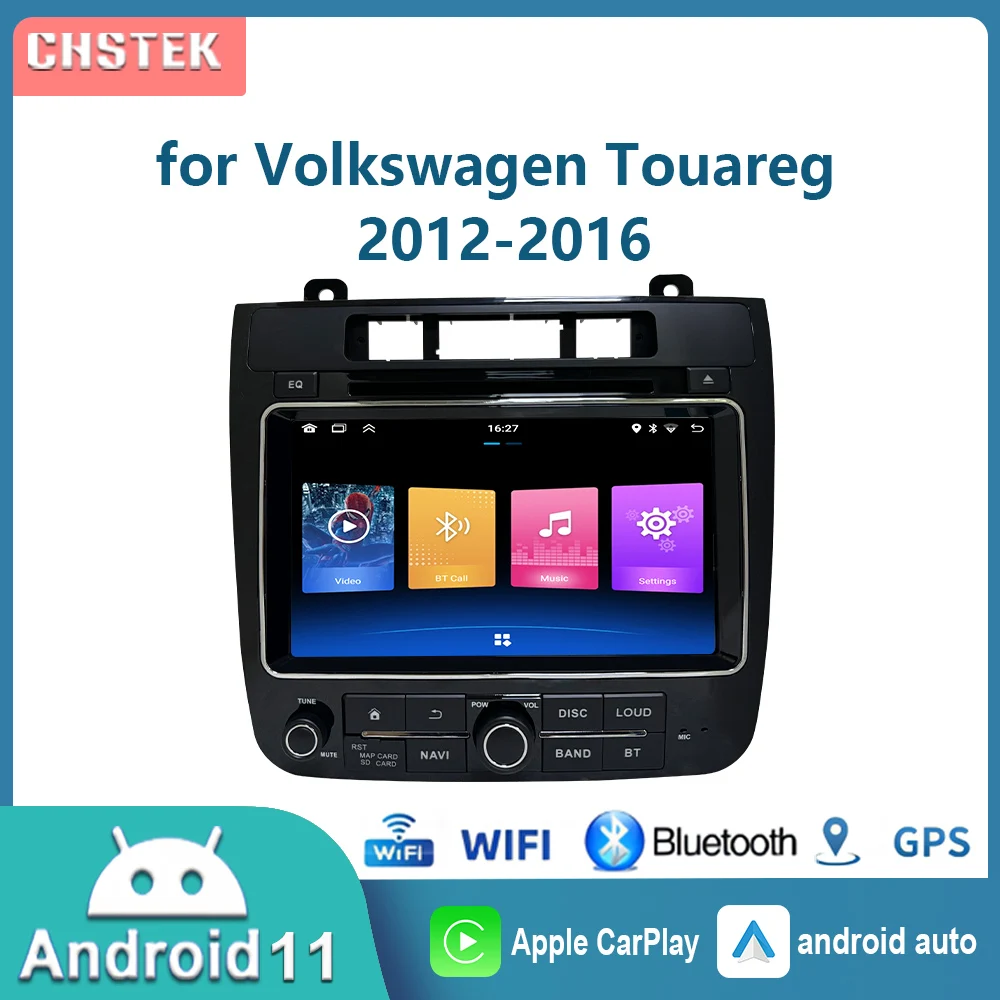 Фото Автомобильный радиоприемник, беспроводной навигационный плеер Carplay Android 11, для Volkswagen VW Touareg 7P 2010-2018, мультимедийный GPS, авто стерео, WIFI №1