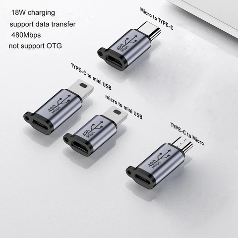 Адаптер к Micro USB Type-C «мама» к разъему конвертера Micro USB «папа» поддерживает зарядку адаптера из сплава для данных