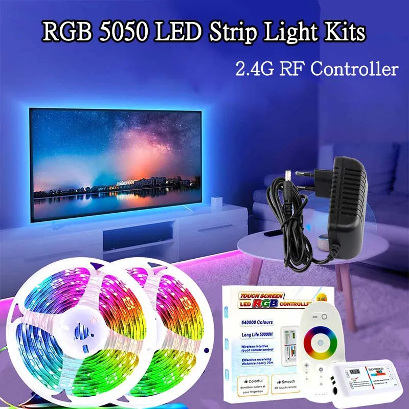 Гибкая Водонепроницаемая RGB лента для контроллера освещения SMD5050, 12 в пост. Тока, IP65, 5-30 м